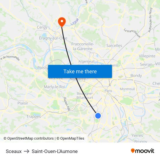 Sceaux to Saint-Ouen-L'Aumone map