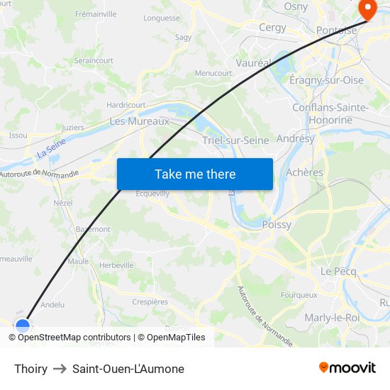 Thoiry to Saint-Ouen-L'Aumone map