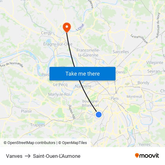 Vanves to Saint-Ouen-L'Aumone map