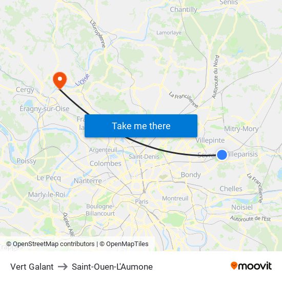 Vert Galant to Saint-Ouen-L'Aumone map