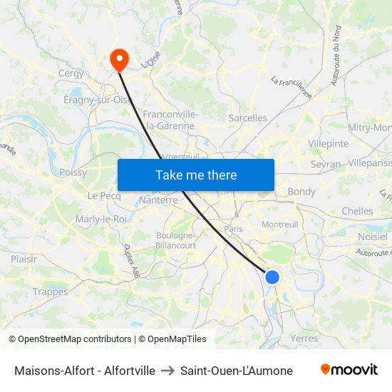 Maisons-Alfort - Alfortville to Saint-Ouen-L'Aumone map