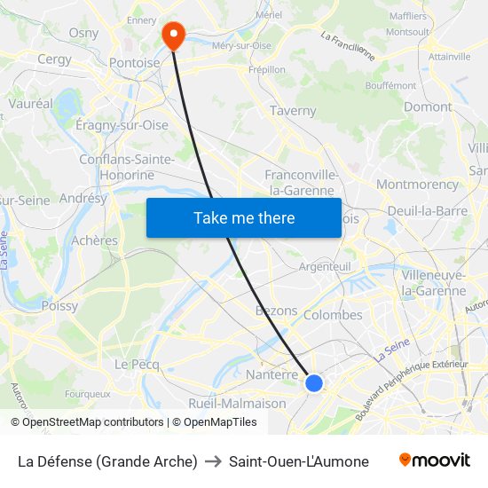 La Défense (Grande Arche) to Saint-Ouen-L'Aumone map