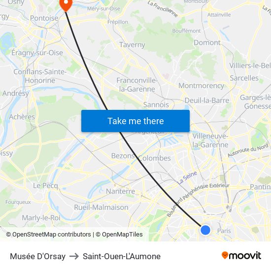 Musée D'Orsay to Saint-Ouen-L'Aumone map