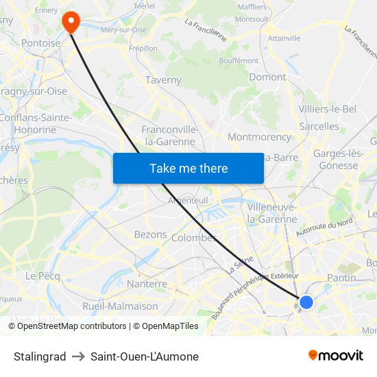 Stalingrad to Saint-Ouen-L'Aumone map