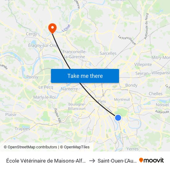 École Vétérinaire de Maisons-Alfort - Métro to Saint-Ouen-L'Aumone map