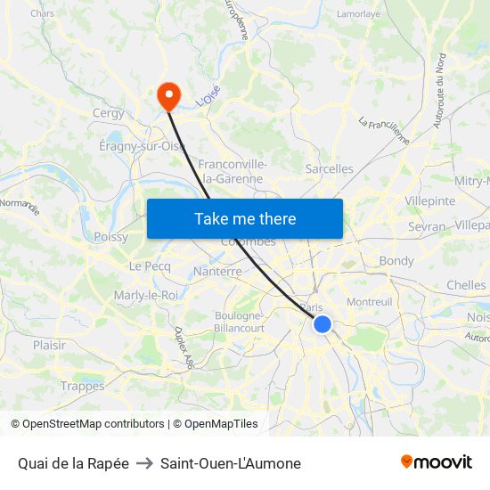 Quai de la Rapée to Saint-Ouen-L'Aumone map