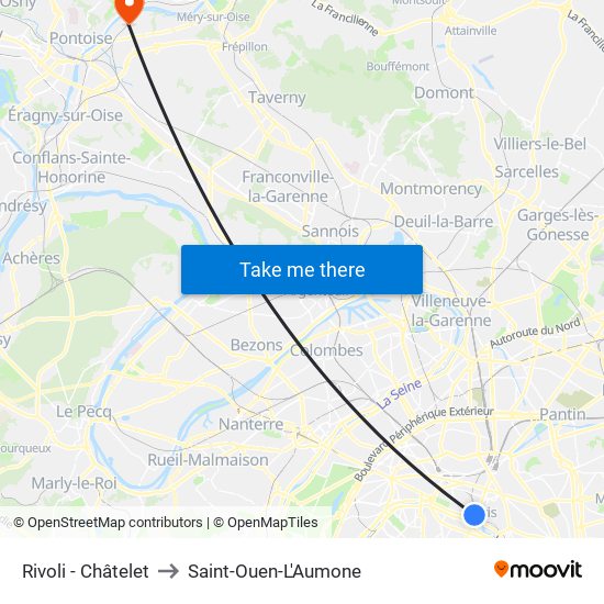 Rivoli - Châtelet to Saint-Ouen-L'Aumone map