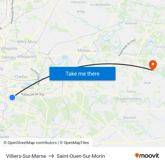 Villiers-Sur-Marne to Saint-Ouen-Sur-Morin map