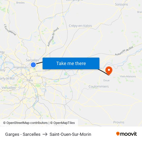 Garges - Sarcelles to Saint-Ouen-Sur-Morin map