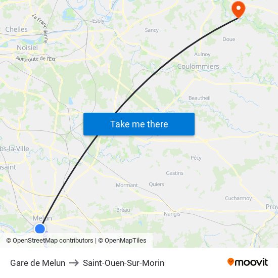 Gare de Melun to Saint-Ouen-Sur-Morin map