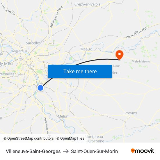 Villeneuve-Saint-Georges to Saint-Ouen-Sur-Morin map