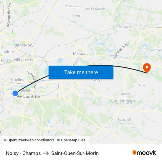 Noisy - Champs to Saint-Ouen-Sur-Morin map
