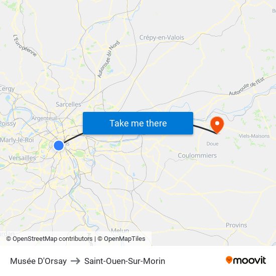 Musée D'Orsay to Saint-Ouen-Sur-Morin map