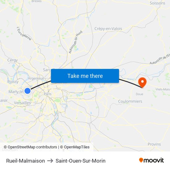 Rueil-Malmaison to Saint-Ouen-Sur-Morin map