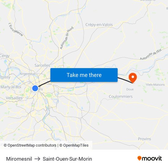 Miromesnil to Saint-Ouen-Sur-Morin map