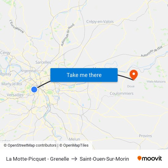 La Motte-Picquet - Grenelle to Saint-Ouen-Sur-Morin map