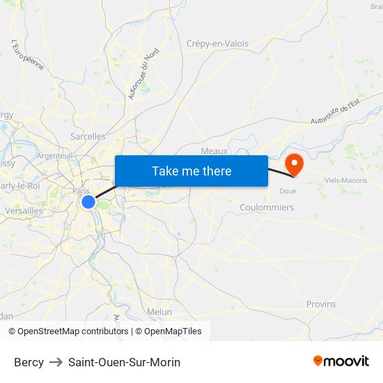 Bercy to Saint-Ouen-Sur-Morin map