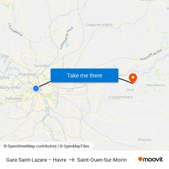 Gare Saint-Lazare – Havre to Saint-Ouen-Sur-Morin map