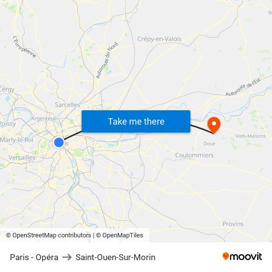Paris - Opéra to Saint-Ouen-Sur-Morin map