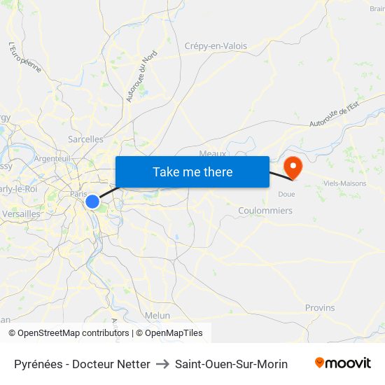 Pyrénées - Docteur Netter to Saint-Ouen-Sur-Morin map