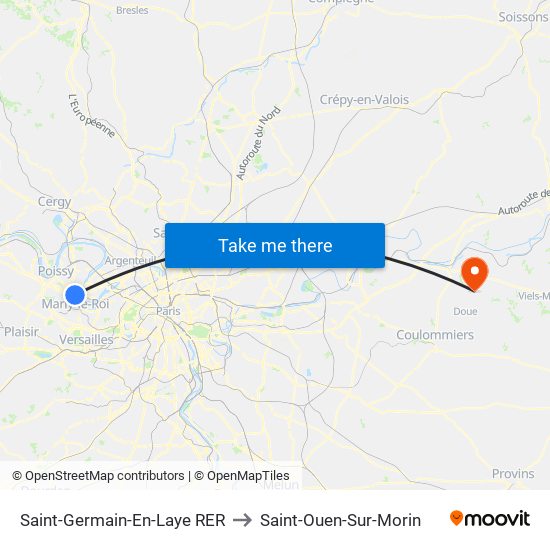 Saint-Germain-En-Laye RER to Saint-Ouen-Sur-Morin map