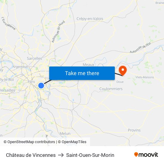 Château de Vincennes to Saint-Ouen-Sur-Morin map