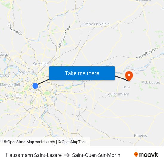 Haussmann Saint-Lazare to Saint-Ouen-Sur-Morin map