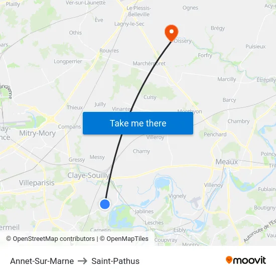 Annet-Sur-Marne to Saint-Pathus map