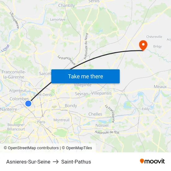 Asnieres-Sur-Seine to Saint-Pathus map