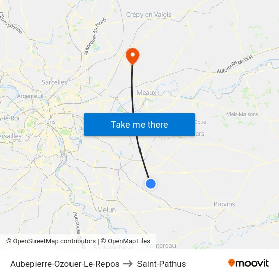 Aubepierre-Ozouer-Le-Repos to Saint-Pathus map