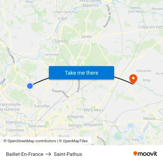 Baillet-En-France to Saint-Pathus map