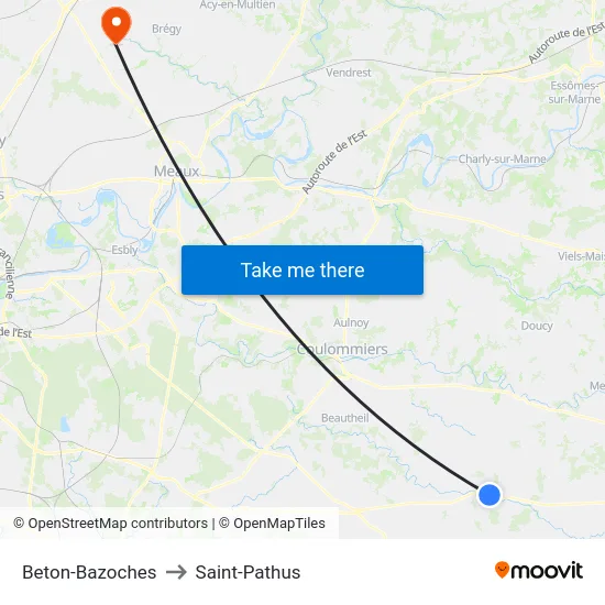Beton-Bazoches to Saint-Pathus map