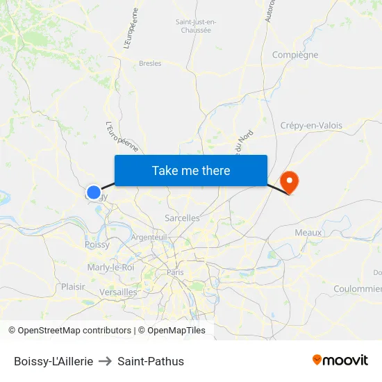 Boissy-L'Aillerie to Saint-Pathus map