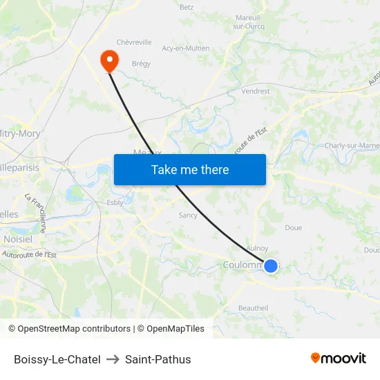 Boissy-Le-Chatel to Saint-Pathus map