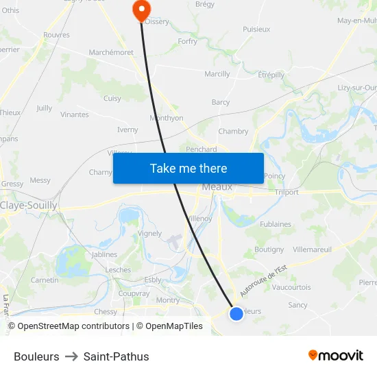 Bouleurs to Saint-Pathus map
