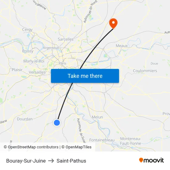 Bouray-Sur-Juine to Saint-Pathus map