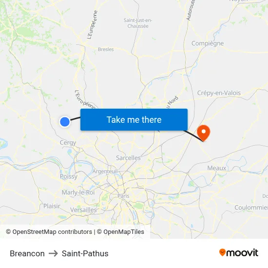 Breancon to Saint-Pathus map