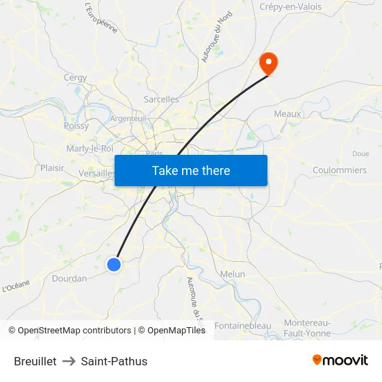 Breuillet to Saint-Pathus map