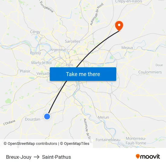 Breux-Jouy to Saint-Pathus map
