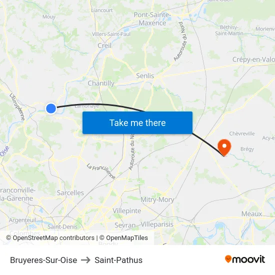 Bruyeres-Sur-Oise to Saint-Pathus map