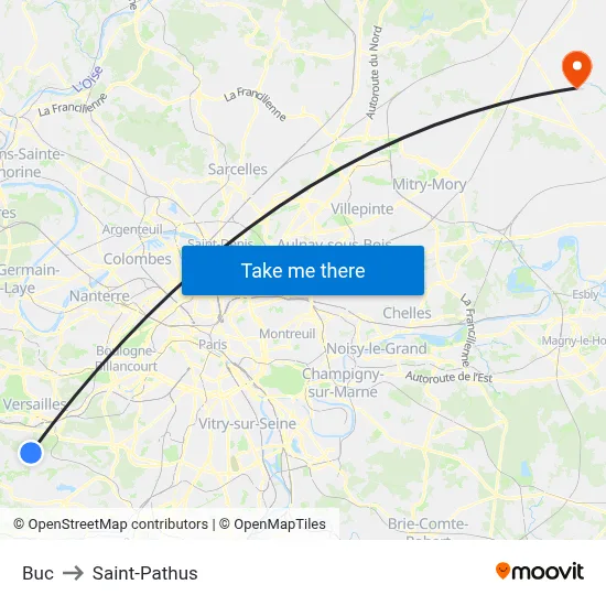Buc to Saint-Pathus map
