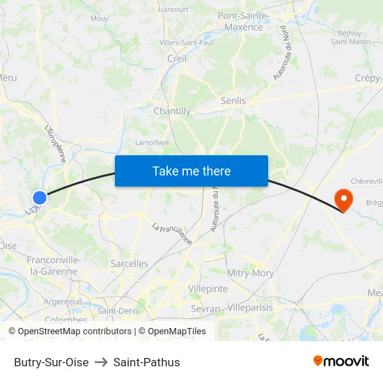 Butry-Sur-Oise to Saint-Pathus map