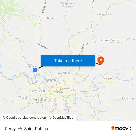 Cergy to Saint-Pathus map