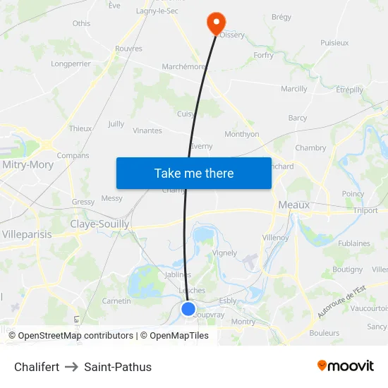 Chalifert to Saint-Pathus map