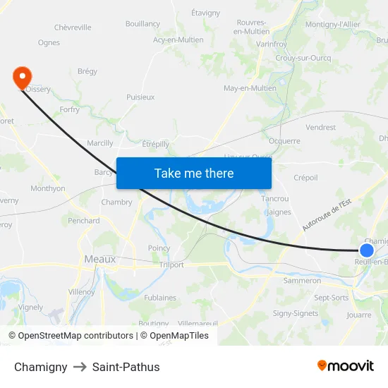 Chamigny to Saint-Pathus map