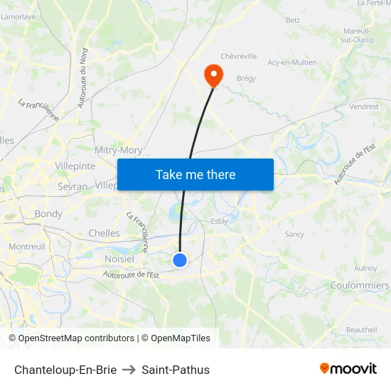 Chanteloup-En-Brie to Saint-Pathus map