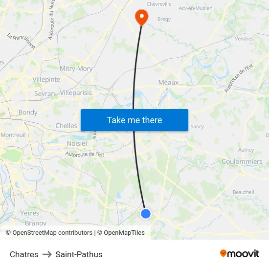 Chatres to Saint-Pathus map