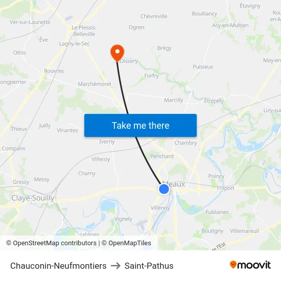 Chauconin-Neufmontiers to Saint-Pathus map