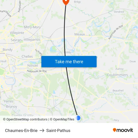 Chaumes-En-Brie to Saint-Pathus map