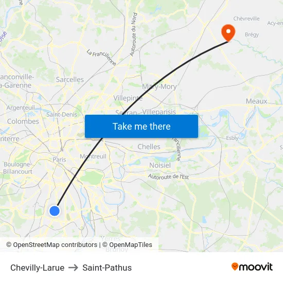 Chevilly-Larue to Saint-Pathus map